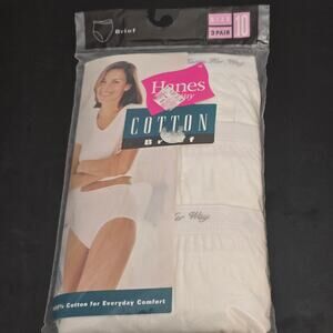 Sealed Vintage 1999 Hanes Her Way Women's White Cotton Briefs 3 Pair Size 10.